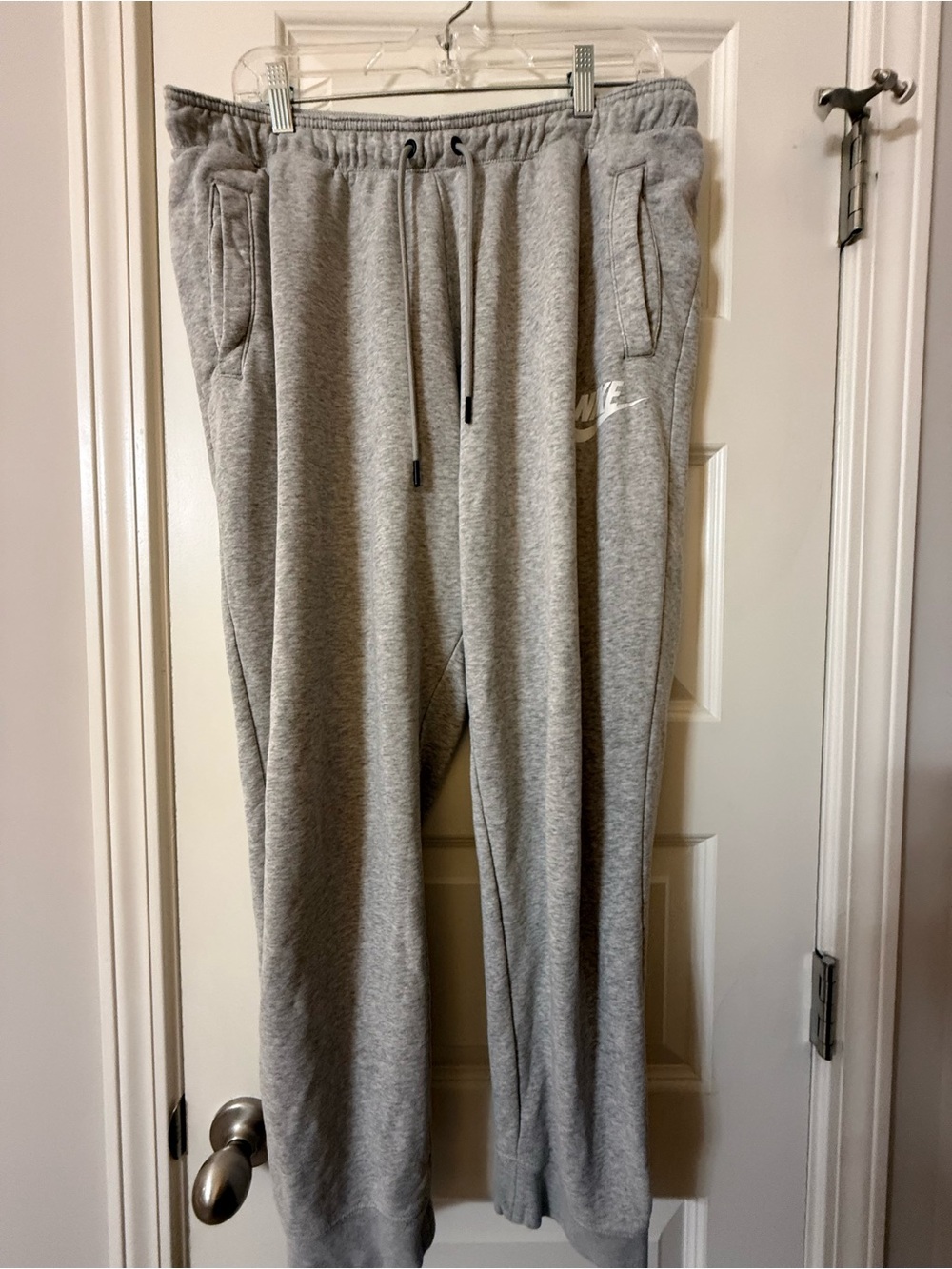 Nike Sportswear Open Hem Gray Sweatpants Fleece Wide Leg Drawstring Size XL